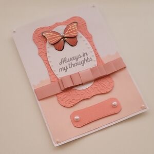 Hand Crafted Pink and White Greeting Card